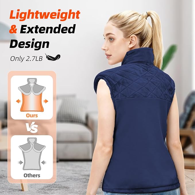 Heating Pad for Neck, Shoulders and Back, 24"x37" Large Weighted Electric Heated Pad with 9 Heat Settings & 4 Timer Options, Auto Shut-Off, Machine Washable Grandmother Birthday Christmas Women Gift