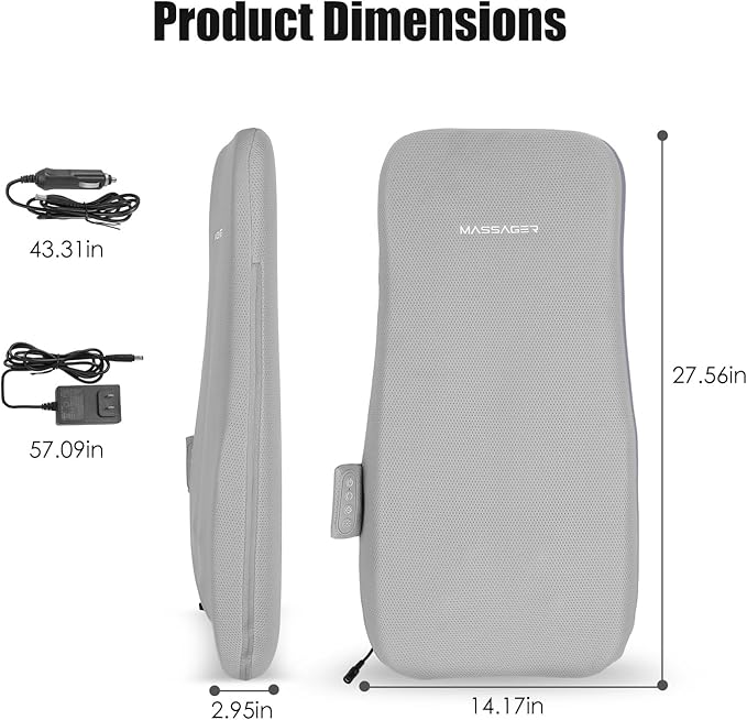 Full Body Electric Massage Mat with Heat, Vibration Back Massage Pad Cushion with Inflatable Head Pillow and Lumbar Pillow, 10 Vibration Motors 3 Timers (28"x14")