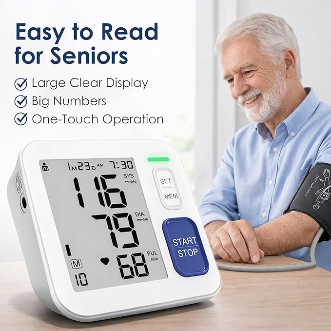 Blood Pressure Monitors for Home Use Upper Arm, Automatic Accurate BP Cuff 9"-17" with 4" LCD Screen, 2 x 90 Memory & HR Detection, Digital BP Machine with USB Cable 4 AAA Batteries & Storage Bag