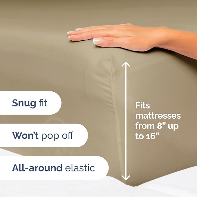 Cal King Size 4 Piece Sheet Set - Extra Soft, Breathable & Cooling Sheets - Hotel Luxury Bed Sheets for Women & Men - Deep Pockets, Easy-Fit & Wrinkle-Free Sheets - Light Caramel Oeko-Tex Bed Sheets