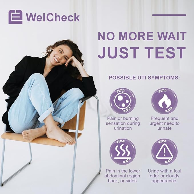 UTI Test Strips, Urinary Tract Infection Test for Home Use, Quick Accurate Results in 2 Min, Detects Leukocytes & Nitrite, Individually Packaged, 7 Pack