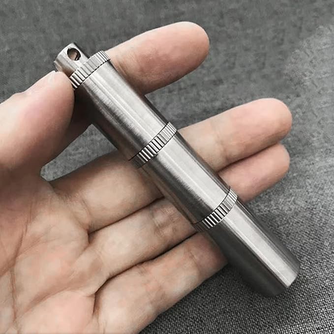 Portable Multi-Layer Pill Case Waterproof Equipment Storage Tank Pure Titanium, Small Portable Pill Case Medicine Bottle Keychain Emergency Outdoor First Aid Box Supplies (Style 3)