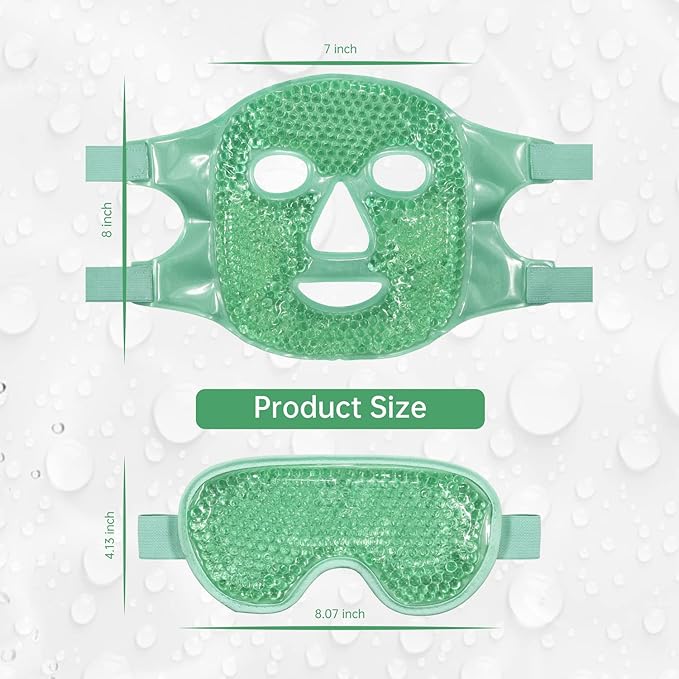 ZNÖCUETÖD Cooling Ice Face Eye Mask for Reducing Puffiness, Bags Under Eyes,Sinus,Redness,Pain Relief,Dark Circles, Migraine,Hot/Cold Pack with Soft Plush Backing Gift for Women