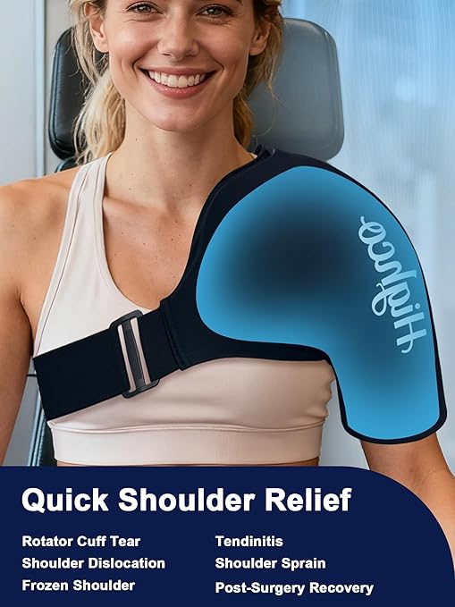 Shoulder Ice Pack Wrap for Rotator Cuff and Arm,Reusable Compression Cold Brace for Pain Relief & Muscle Relaxation,Tendonitis,Swelling,Discomfort After Surgery,Hot &Cold Therapy Ice Pack for Shoulder (Large-Black)