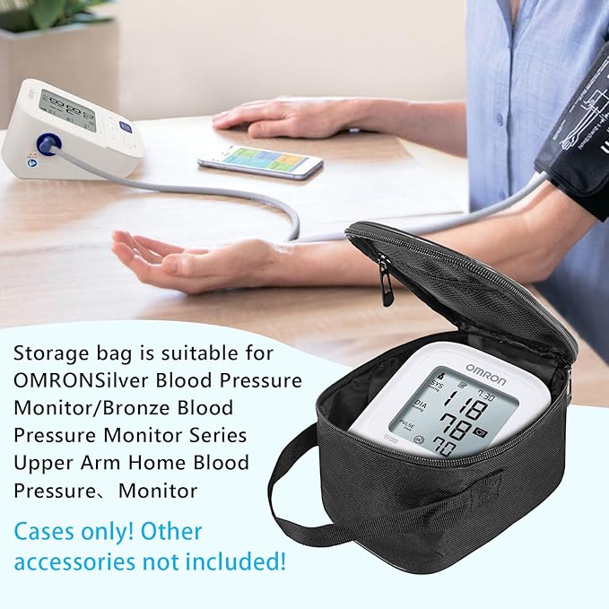 Home Blood Pressure Monitor Portable Storage Organizer Bag with Handle Compatible with Smart Upper Arm Blood Pressure Monitor,Digital Wrist Blood Pressure Monitor Travel Carrying Storage Bag(Bag Only)