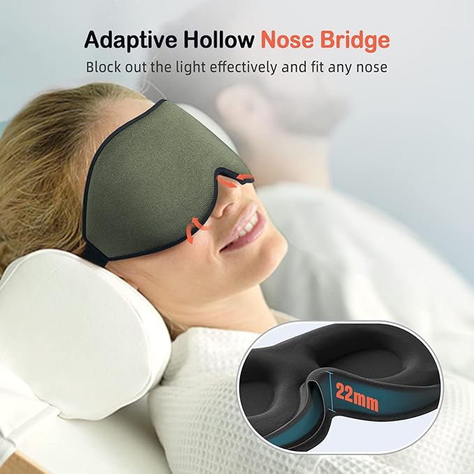 LitBear Sleep Mask for Men Side Sleeper, Sleeping Mask for Women Light Blocking, 3D Contoured Cup Eye Mask Sleeping, Soft Lightweight Sleep Eye Mask with Adjustable Elastic Strap for Traveling