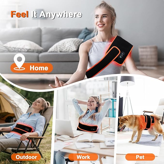 Rechargeable Red Light Therapy for Body, Therapy for Back Belt Knee, 660nm 850nm, Portable Infrared Heating Pads for Dogs, 4 Therapy Light Modes, Wireless Infrared Red Light for Pain NIR