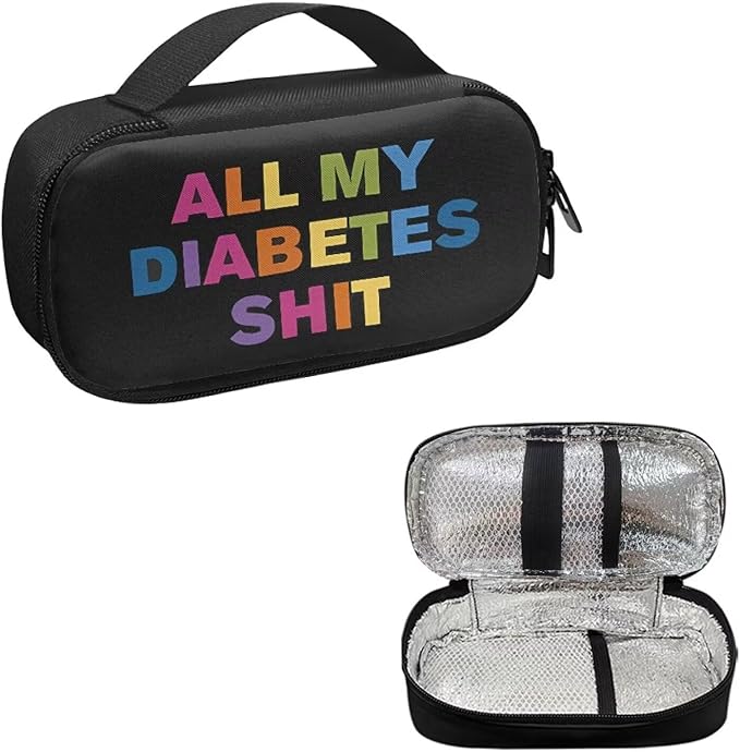 Rnyleeg All My Diabetes Shit Diabetic Supplies Diabetic Travel Bag Insulin Pen Cooler Travel Case Expandable Insulated Diabetic Bag for Insulin Pens