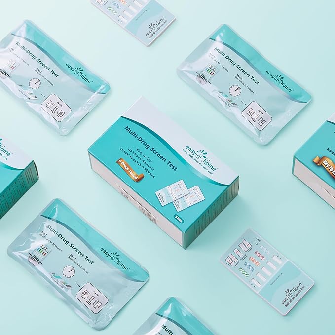 Easy@Home 5 Panel Drug Test Kit (10 Pack) - THC/Marijuana, Cocaine, OPI, AMP, BZO All Drugs Testing Strips in One Kit for Home Use - Urine Drug Tests with Fast Results in 5 Minutes #EDOAP-754