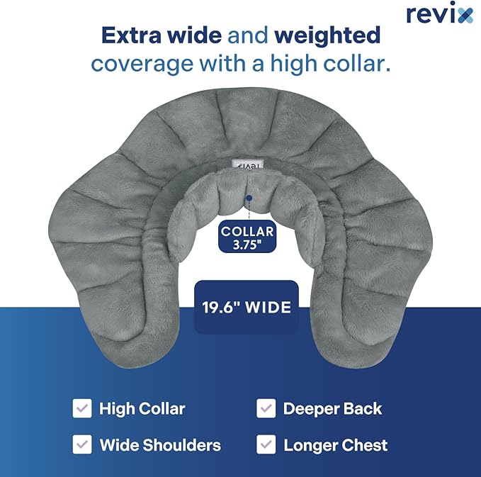 REVIX Microwave Heating Pad for Neck Shoulders with Moist Heat, Heated Neck Wrap for Muscle Tension and Discomfort, Weighted Microwavable Heating Pad for Multiple Body Parts, Scented, Darkgray