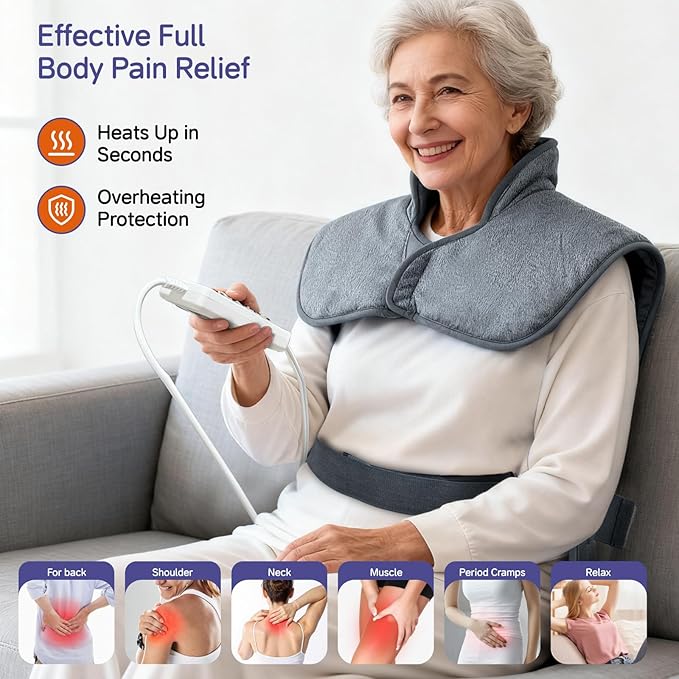 Heating Pad for Neck and Shoulders and Back Pain Relief, 24"x33" Large Heating Pads Christmas Birthday Gifts for Women Men Mom Elderly, Heating Pad for Back Full Body Fast Heat & Washable