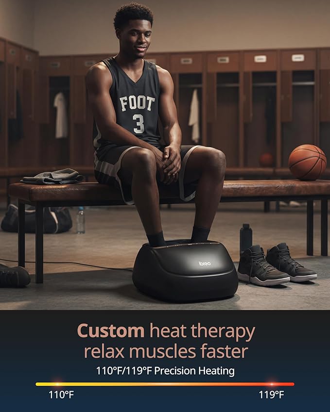 4-in-1 Shiatsu Foot Massager with Heat, Deep Kneading, Air Compression, Vibration, FSA Eligible, HSA Eligible for Neuropathy, Plantar Fasciitis, Pain Relief, Gift for Women & Men Size Up to 14