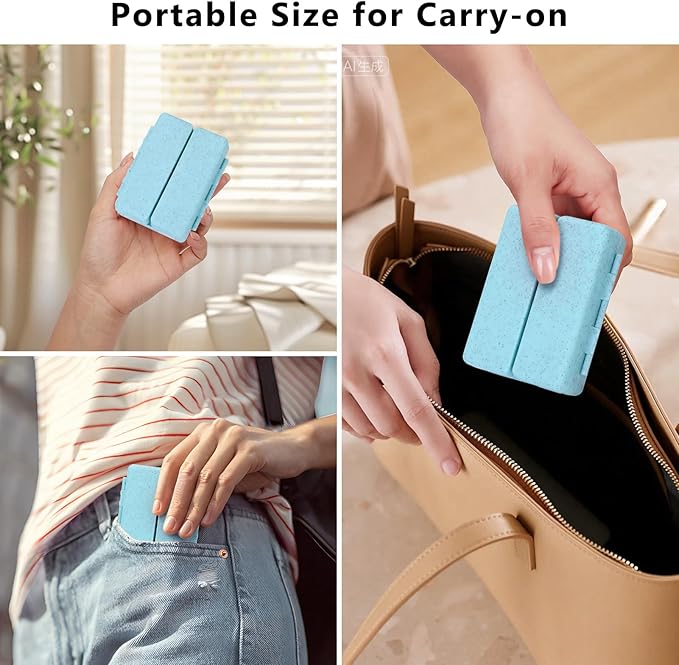 FYY Travel Pill Organizer with Blank Lables,6 Compartments Magnetic Pill Organizer Pill Box for Purse Pocket to Hold Vitamins,Cod Liver Oil,Supplements and Medication-Blue
