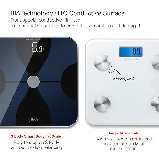 VisionTechShop S Body High Precision Ultra Wide Digital Body Weight Bathroom Scale up to 396lb/180kg, Super-Clear Large LED Display,Step-On Technology, Black