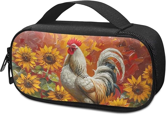Rooster Sunflower Diabetic Insulated Organizer for Diabetic Testing Kit Large Capacity Insulin Medication Storage Bag for Insulin Pens Glucose Meters Test Strips Medication