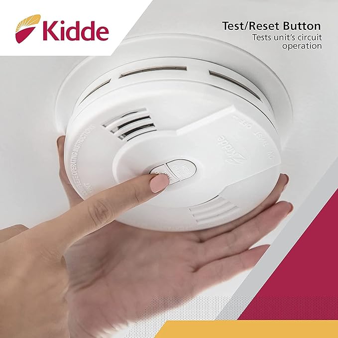 Kidde Smoke Detector, 10-Year Battery, LED Indicators, Replacement Alert, Test-Reset Button, 6 Pack, White
