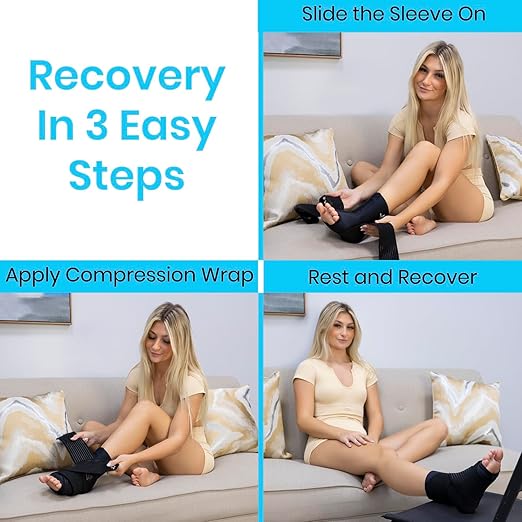 Vive Arctic Flex Ankle Ice Pack Wrap for Swelling - Adjustable Hot & Cold Gel Compression for Foot & Heel Injuries Reusable, Pain Relief, Reusable Cooling Therapy