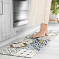 Ashler Kitchen Mats Cushioned Anti-Fatigue Kitchen Rugs, Non-Slip Waterproof Kitchen Floor Mats, Ergonomic Comfort Foam Standing Rug for Kitchen, Office, Floor, Laundry, Sink, 17x47 in, Light Grey