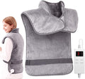Electric Heating Pad for Shoulders and Back, 24"x33" Wearable Heat Wrap for Work and Home, Weighted Design with Auto Shut-Off, 6 Temps & 4 Timers