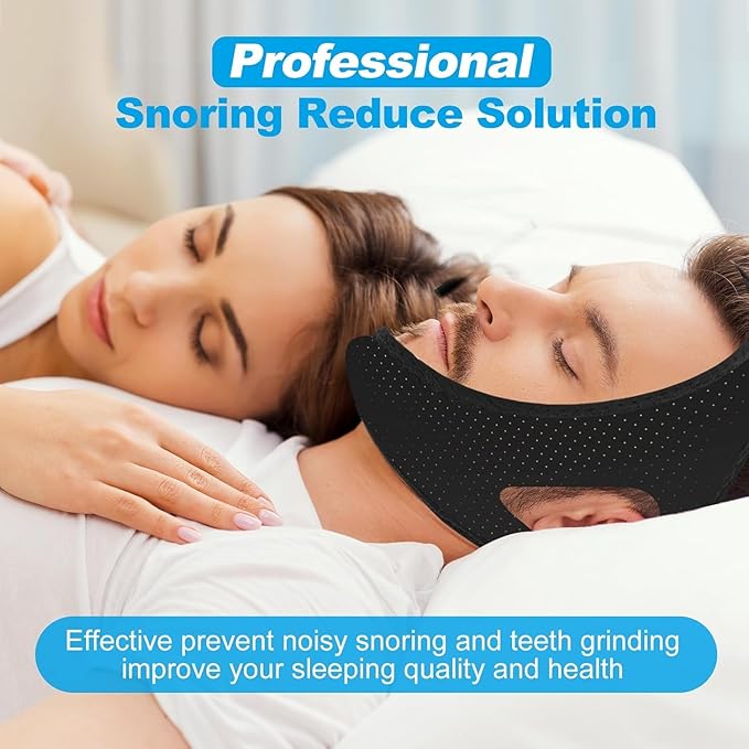 Snoring Chin Strap for Users,Anti Snoring Chin Strap for Sleeping, 2 Pack Adjustable Jaw Support Strap to Keep Mouth Closed, Snoring for Men Women, Comfort Fit Nighttime Sleeping Aid
