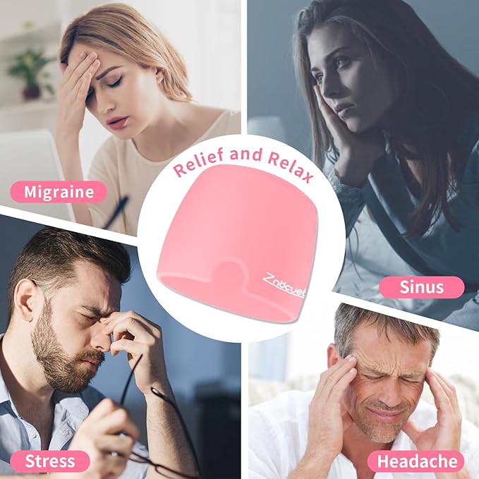 ZNÖCUETÖD Migraine Headache Relief Cap Hat Full Head ice Pack Wrap Cooling Gel Ice Beanie Cold Cap Hot/Cold Compress Therapy for Sinus, Stress, Tension, Head Pain Relief, Gift for Women