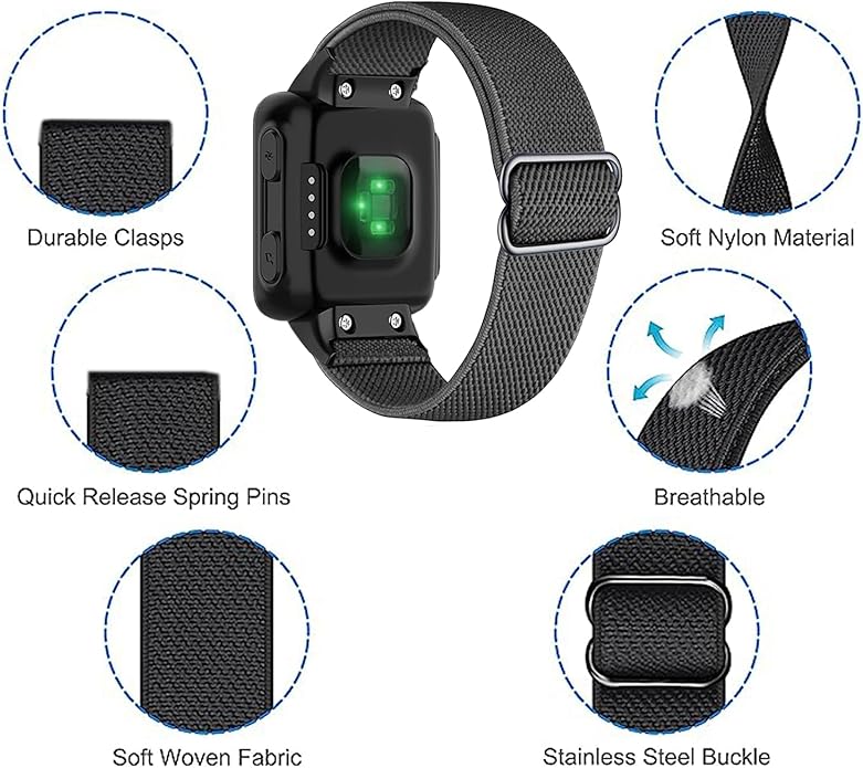 Compatible with Garmin Forerunner 35/30 Band, Nylon Elastic Solo Loop Women Men,Adjustable Replacement Watch Strap for Garmin Forerunner 35 Sport Watchband for SmartWatch