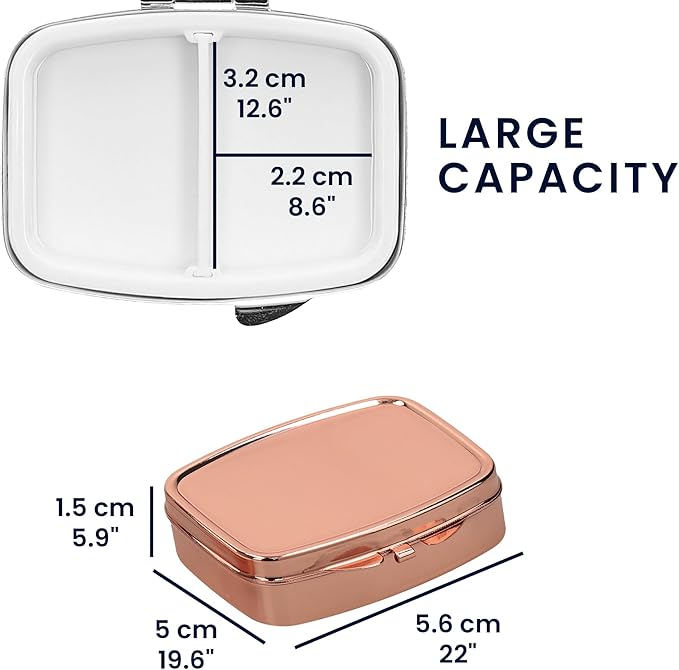kwmobile 2 Compartment Pill Box - Set of 2X Stainless Steel Travel Box Organizer for Tablets and Prescriptions - Silver/Rose Gold