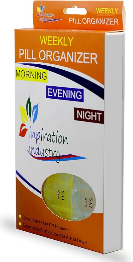 Inspirations 21 Compartments Pill Organizer Box, Medicine Remainder with Snap Lids, 7-Day AM/PM for Pills, Vitamins(6038, 21 Compartment)