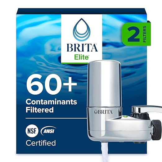 Brita Faucet Mount Water Filter System, Chrome, No-Wait Filtration, Easy Install, Multi-Use Tap Water Filter for Kitchens, Bathrooms & Small Spaces