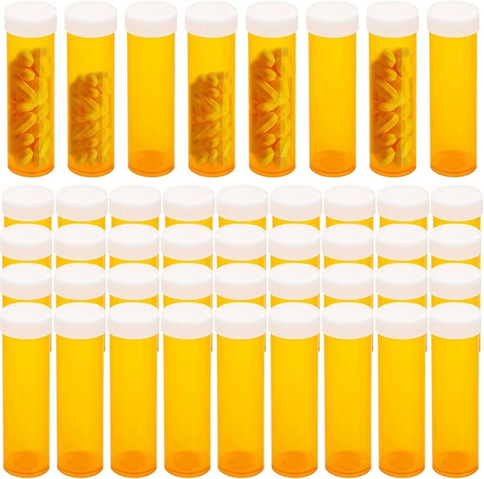 SenseYo 35 Pack 2.5 Dram Small Empty Medicine Pill Bottles Cases Containers Organizers with Caps for Prescription Medication