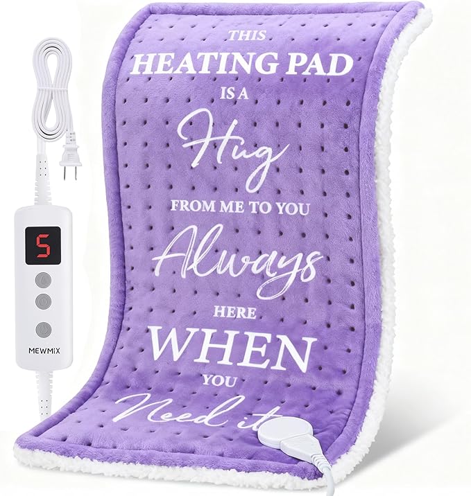Purple Heating Pad for Back Period Cramps Neck Shoulder Pain Relief, Portable Electric Heat Pads Gifts Ideas, Funny Useful Self Care Unique Christmas Birthday Gift for Women Mom Her Wife Girlfriend