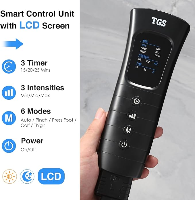 TGS Leg Massager for Circulation and Pain Relief FSA Thigh Compression Boots Professional Calf Recovery Compression System Full Leg Circulation Machine - Reduces Muscle Fatigue for Athletes/Seniors