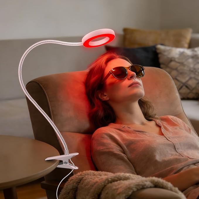 Red Light Therapy for Face and Body Use, 660nm Red and 850nm Near Infrared Red Light Therapy Lamp with Clip and Angle Adjustable, Small and Portable, Suitable for Home or Travel Use, White