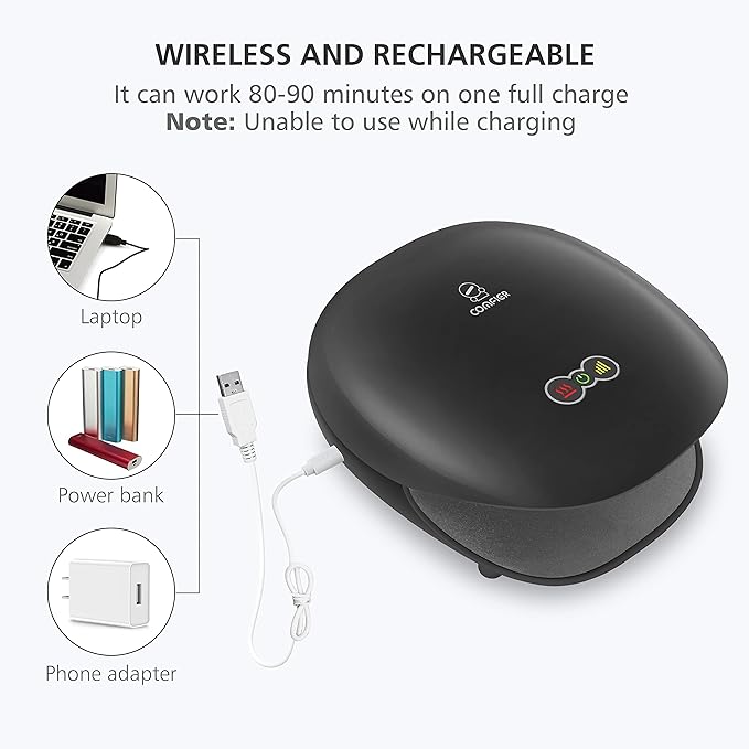 COMFIER Wireless Hand Massager with Heat -3 Levels Compression & Heating,Rechargeable Hand Massager Machine for Carpal Tunnel,Ideal Gifts for Women (Black)