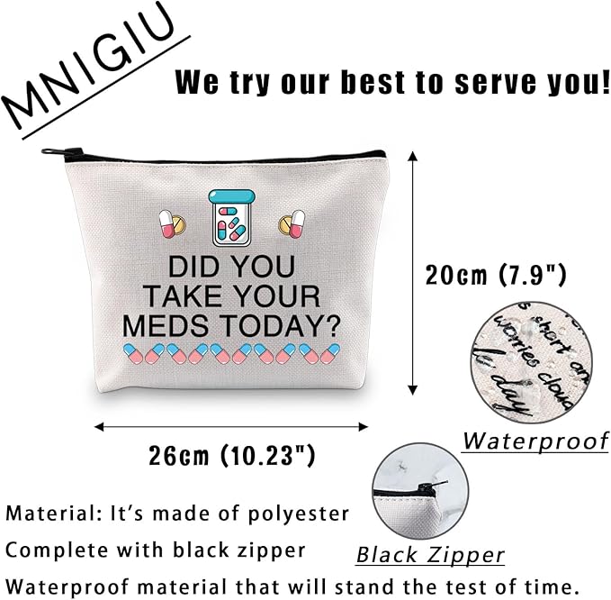 MNIGIU Funny Medicine Bag Did You Take Your Meds Today Meds Bag Drug Storage Bag for Medicine Pill Tablet Weekly Bottle