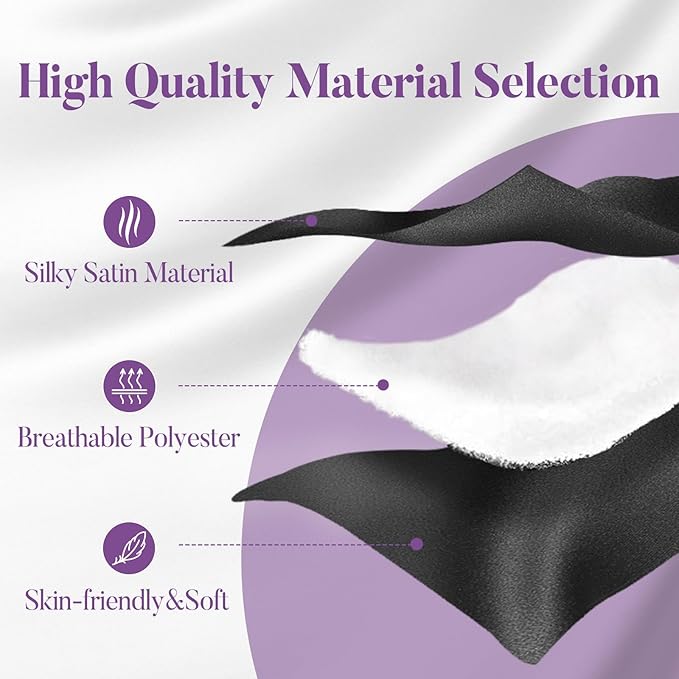 Sleep Mask for Side Sleepers, Blackout Eye Mask with Soft & Breathable Fabric, Comfort-Fit Nose Bridge & Adjustable Strap for Women and Men- Black
