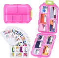 1 Pack 10 GRIDS Travel Pill Organizer Box with 189 Labels - Travel Medicine Case Kit - Pocket Daily Pharmacy Container - Travel Medication Holder Dispenser for Fish Oil Vitamin Supplement Storage