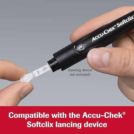 Accu-Chek Softclix Diabetes Blood Sugar Test Kit for Diabetic Glucose Monitoring: 100 Softclix Lancets, 100 Guide Test Strips, and Control Solution (Packaging May Vary)