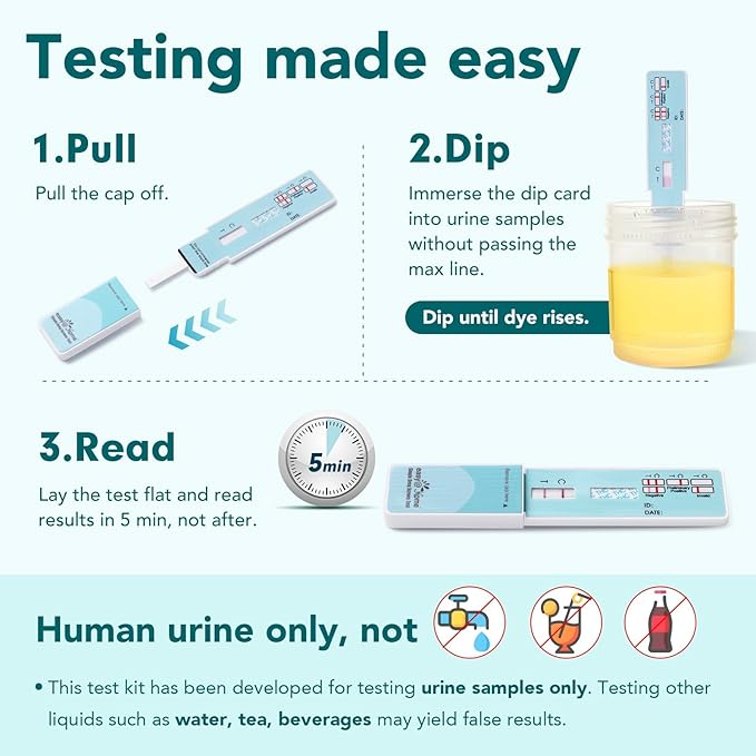 Easy@Home THC Drug Test Kit for Urine - Marijuana Testing Kit 3 Pack, 50ng/ml Cutoff Level THC Single Panel at Home Weed Detox Screening Kit, #EDTH-114