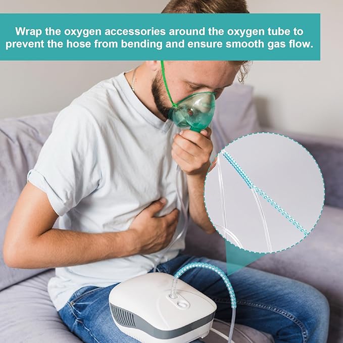 10 Pack Oxygen Tube Support Crimp Straightener for Oxygen Concentrator Machine, Oxygen Tubing Support for Oxygen Concentrator Oxygen Tank Oxygen Hose Nasal Cannula Oxygen Accessories (Radiant Blue)