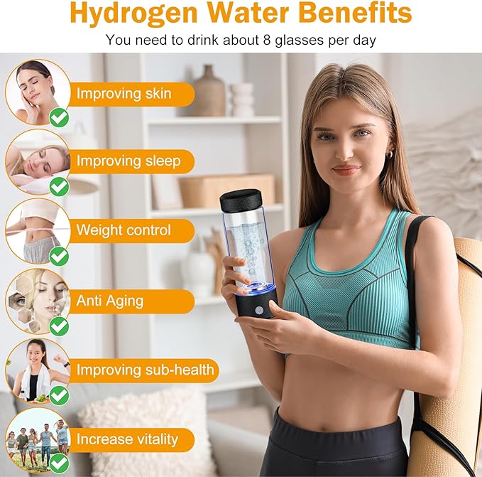 Upgrade Hydrogen Water Bottle, Hydrogen Water Generator with Advanced SPE PEM Tech, High-Efficiency Portable 420ml Water Ionizer 14OZ Hydro Water Machine for Office,Travel,Fitness & Everyday Hydration