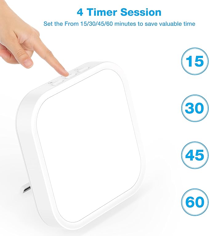 Qoosseine Light Therapy Lamp - 10000 Lux UV-Free Light Box with 4 Brightness Levels, 4 Color Temperatures, 4 Timer Functions and Memory Function - Portable for Home/Office