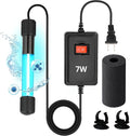 7W UV Sterilizer for Aquarium– UV-C Clean Light with a 9.84 ft Cord for Use in Filters, Sumps and Small Ponds| Clears Green Water, Removes Cloudiness, & Promotes a Healthy Clear Tank for Fish & Plants