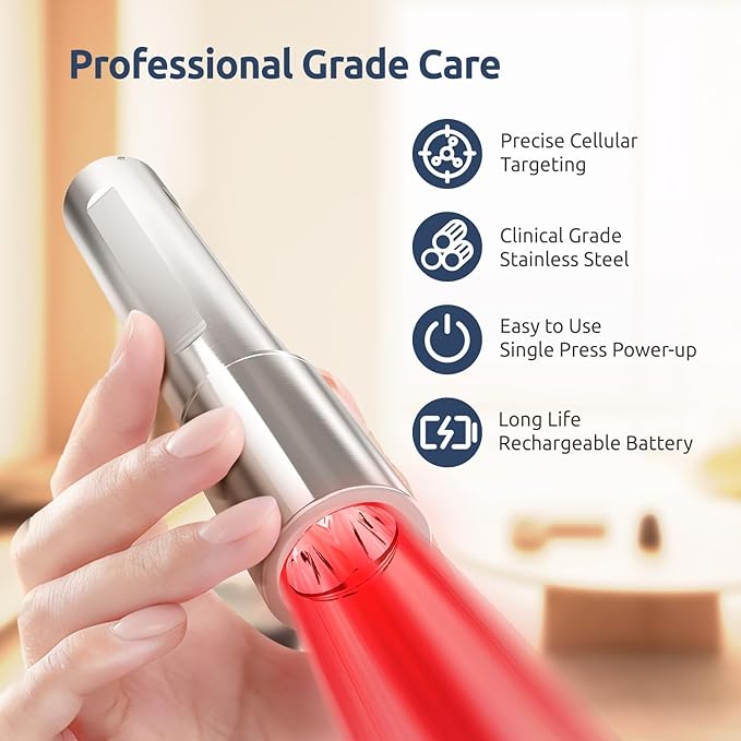 Red Light Therapy: A high-Intensity red Light Therapy Wand Featuring Five Distinct wavelength Light Beads, Designed for Treating Joint and Muscle Pain Throughout The Body and for Facial Care.
