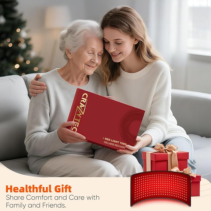 CRAZYTECH Red Light Therapy Pad for Body, 24"x12" Large 48W High Power Infrared Heating Blanket with 240 LEDs, Near Infrared Mat Wrap for Back Shoulder Knee & Dogs, 5 Levels 3 Modes