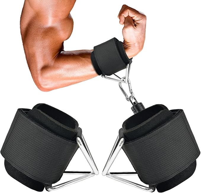 Adjustable Wrist Cuffs for Cable Machine, Neoprene Padded Straps, 2 Pack Comfortable Wrist Strap, Fitness Strength Training Equipment Workouts for Men Women
