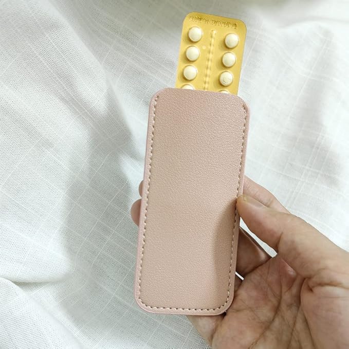 Birth Control Pill Case Holder for Mini Pill Packets 5cm x 11cm (Pink)