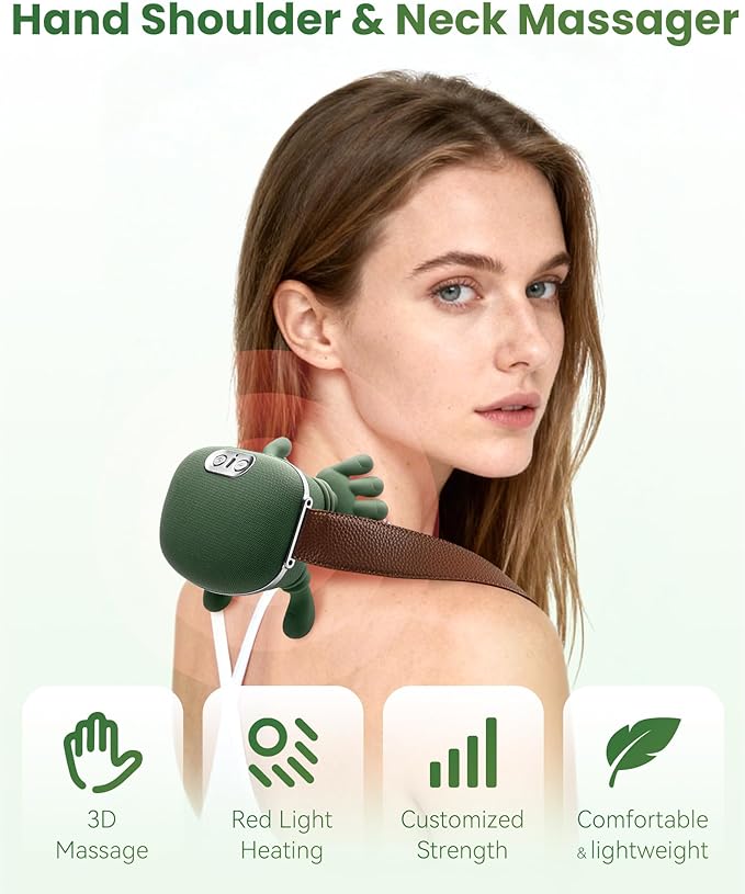 Neck and Back Massager, Official 4D Deepkneading Neck Massager 2.0 with Heat, Wireness with 2 Temp Levels & 3-Speed for Pain Relief Deep Tissue (1Pcs)