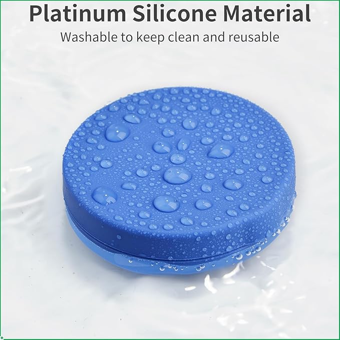 2 Pack Small Pill Box,Premium Thick Silicone 3 Compartment Travel Pill Box for Home/Desk Organizer, Portable Compact Medicine Holder for Vitamin, Cod Liver Oil, Supplement(Purple+Blue)