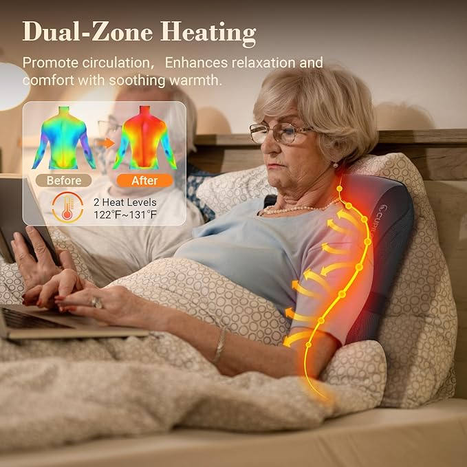 Back Massager for Pain Relief Deep Tissue FSA Eligible HSA, Upgrade 8 Massage Nodes for Upper and Lower Back, Shiatsu Back Massager with Heat for Chair, for Women Men(Corded)
